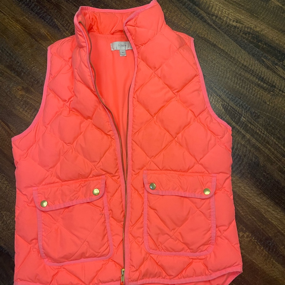 J. Crew Quilted Vest - bright coral gorgeous colour
